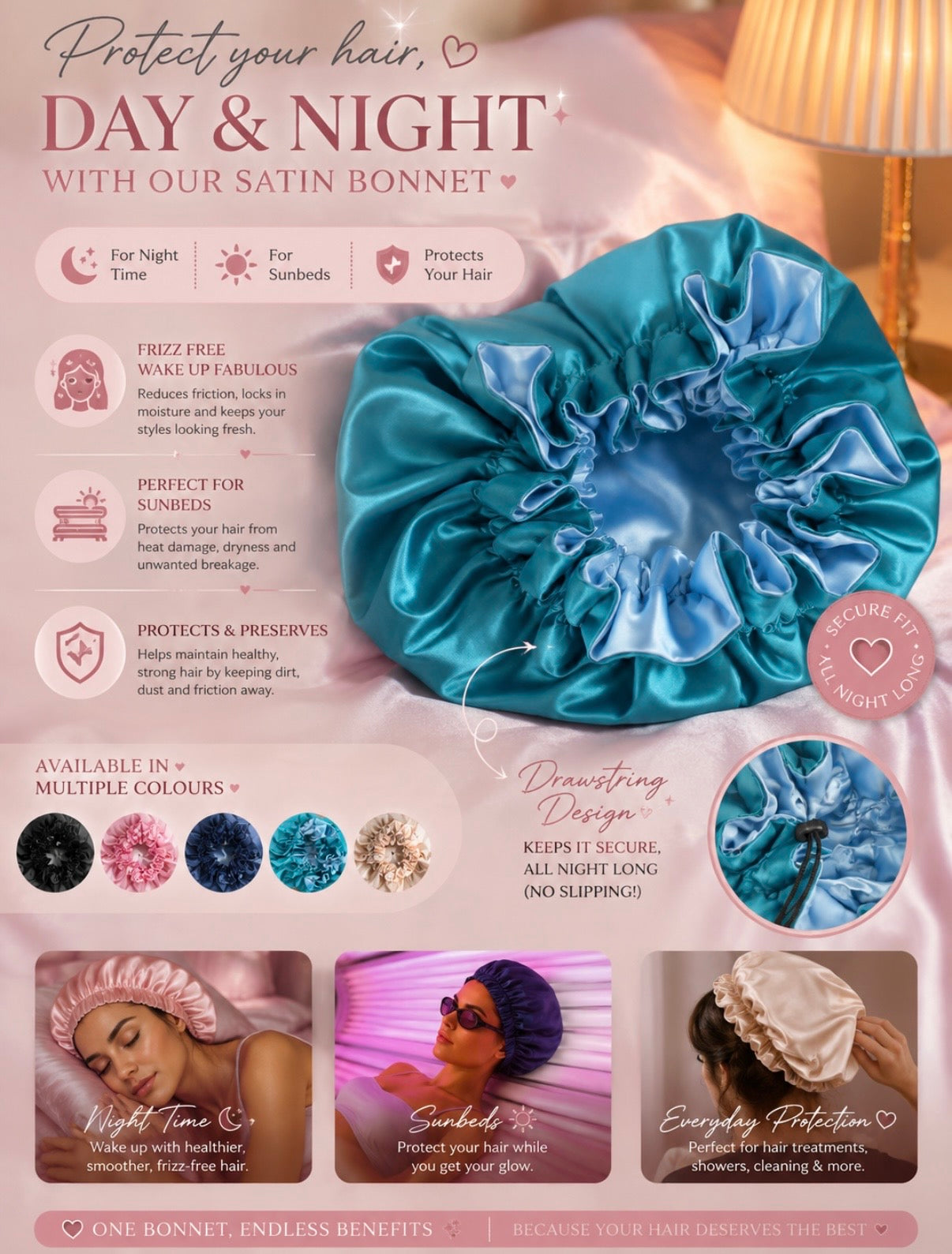 Reversible Satin bonnet